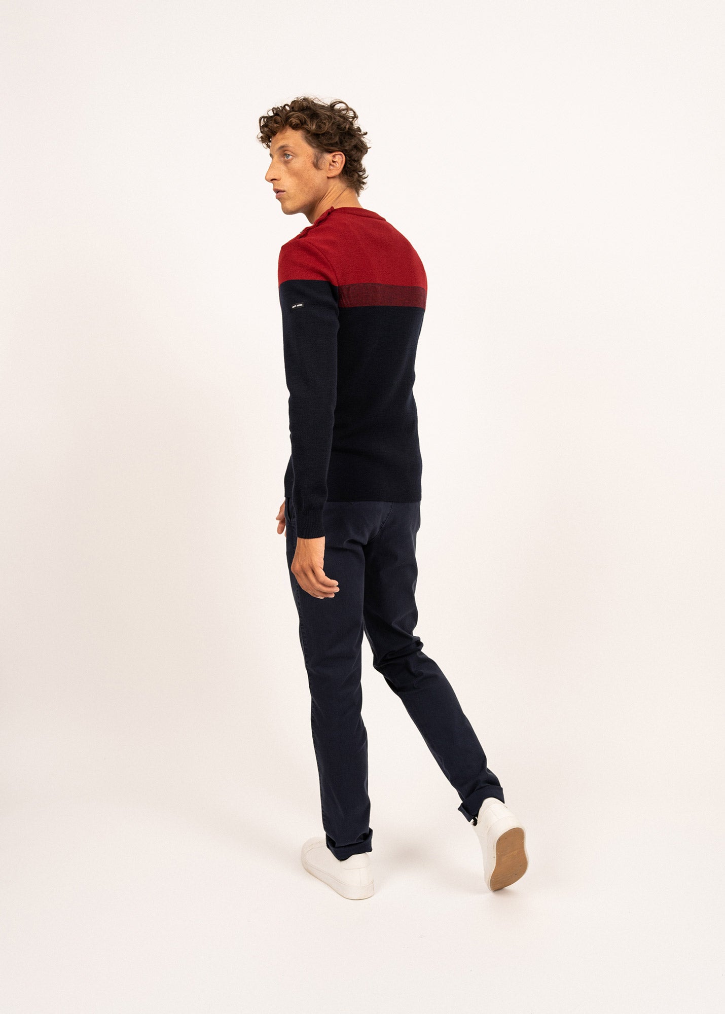 Pull marin Bretagne - coupe ajustée, en laine vierge (MARINE/PERSAN)