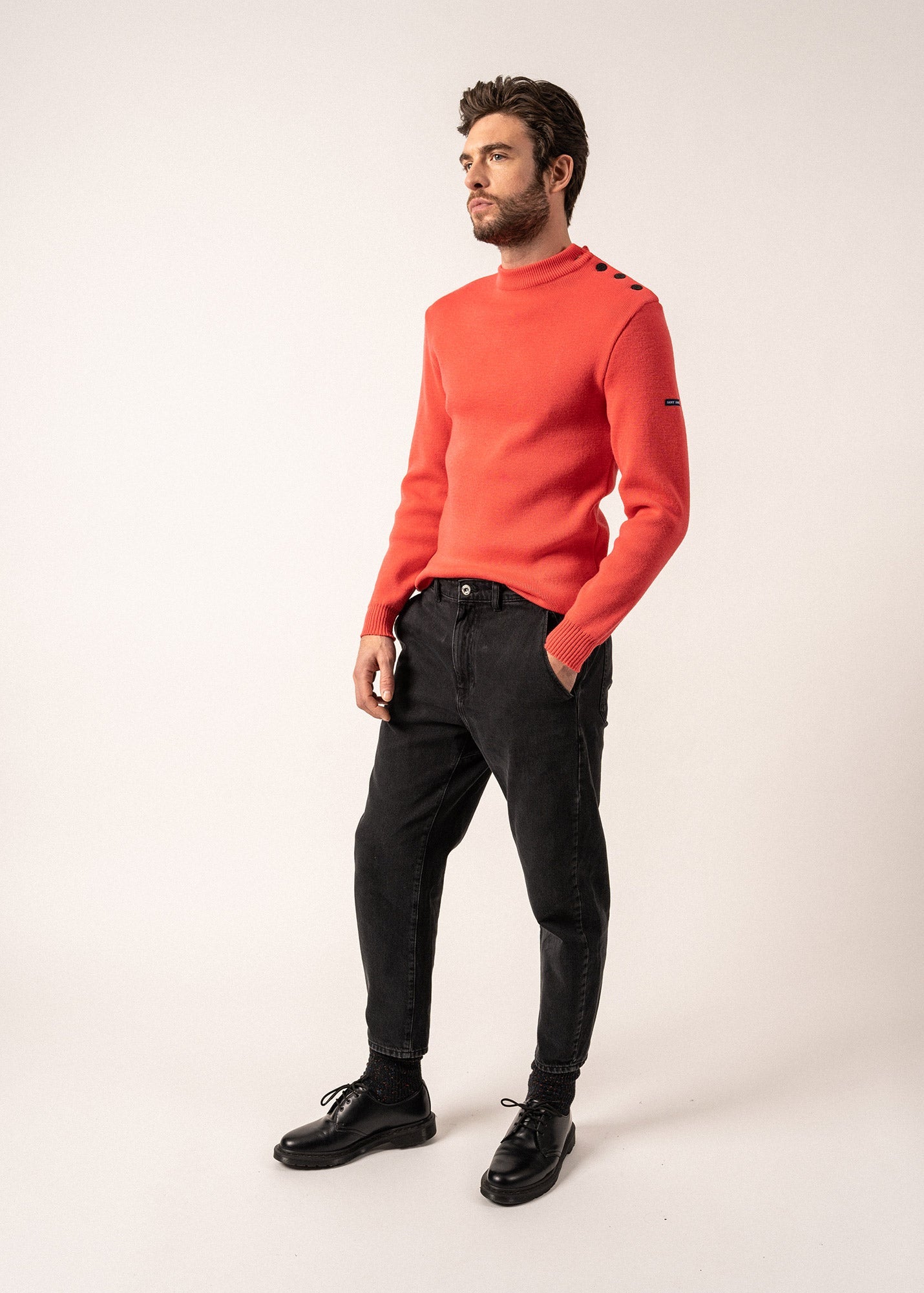 Pull marin uni Matelot - coupe ajustée, en pure laine vierge (DOLY)