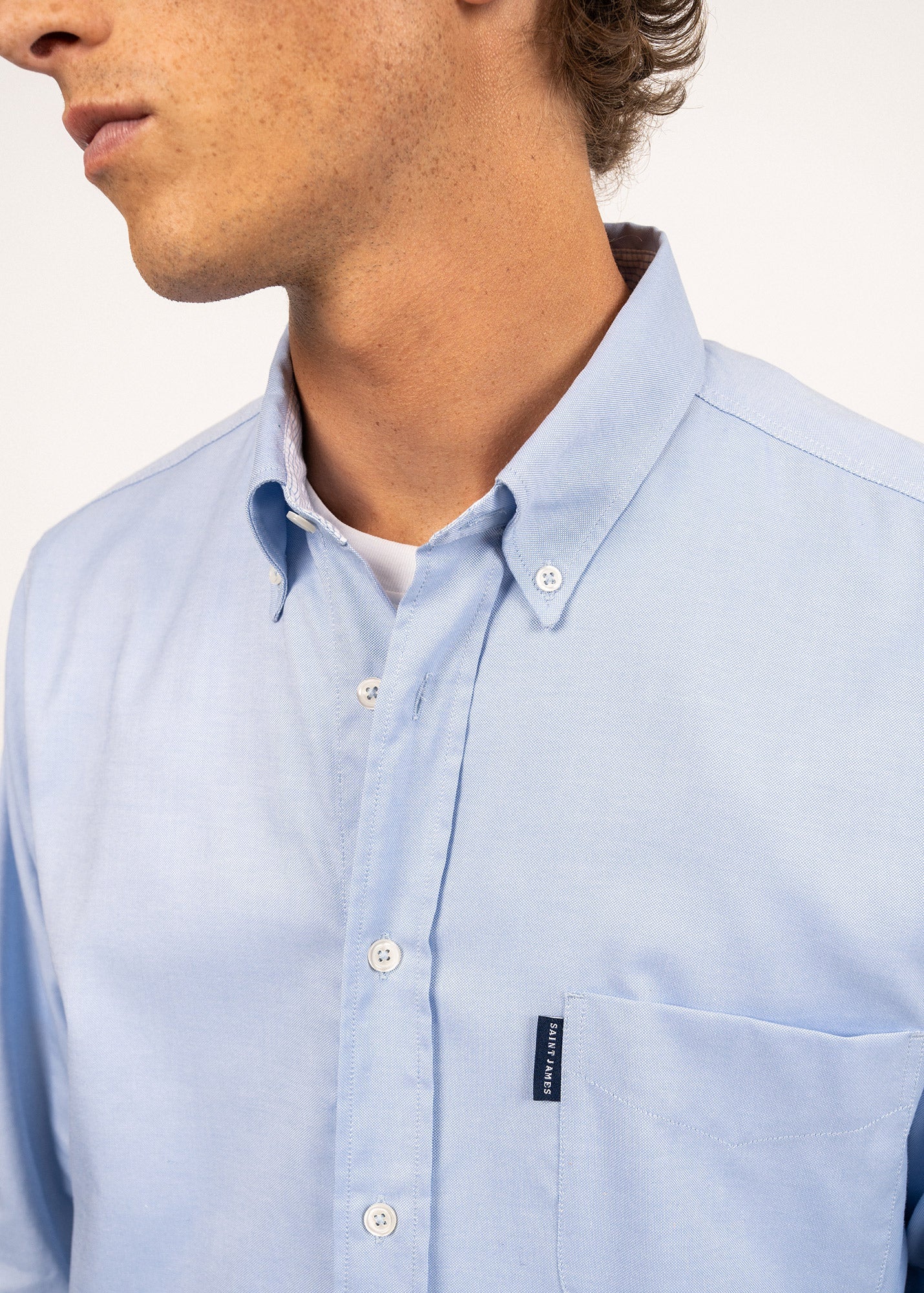 Chemise manches longues Amboise - coupe droite en oxford de coton (CIEL)