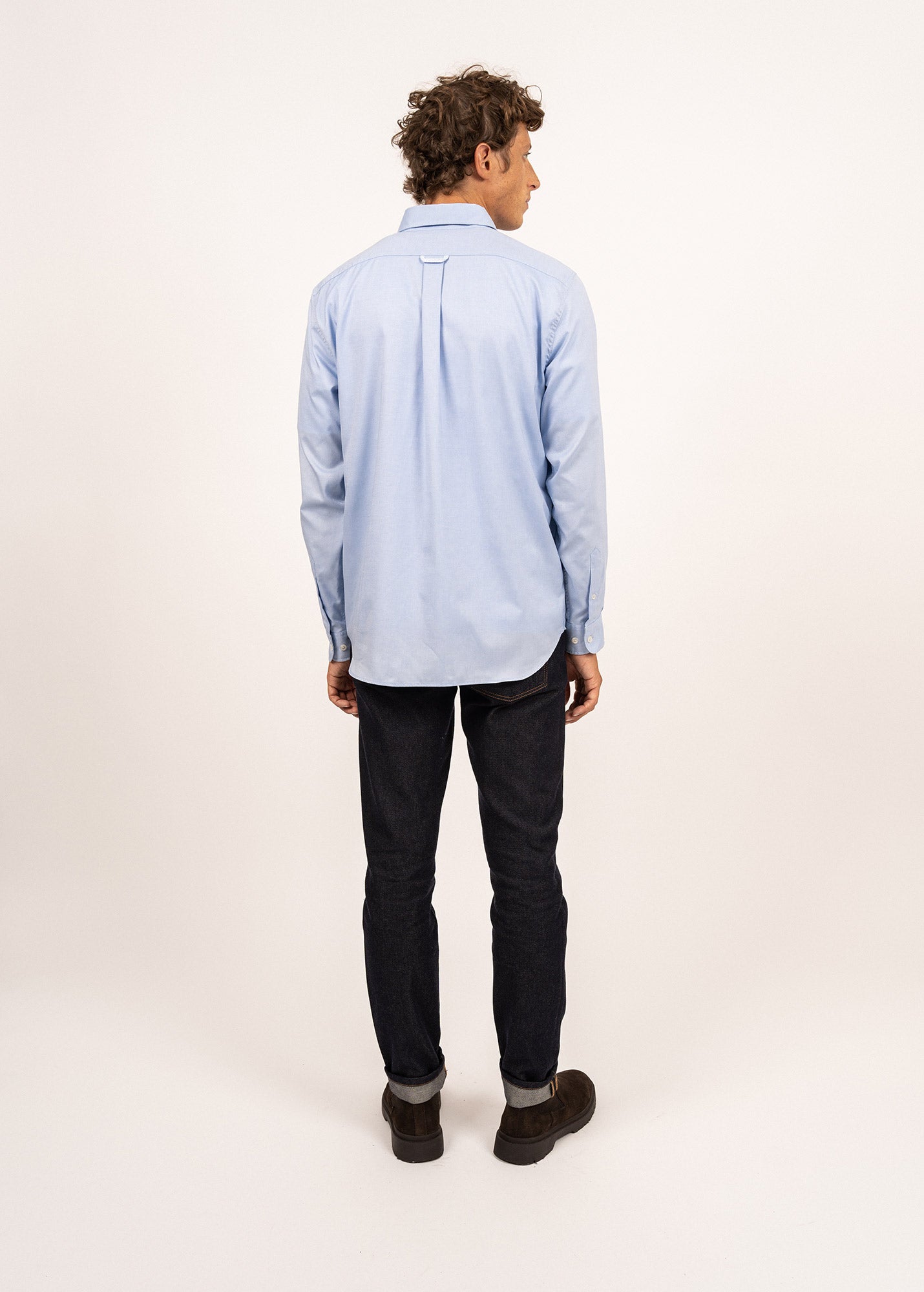 Chemise manches longues Amboise - coupe droite en oxford de coton (CIEL)