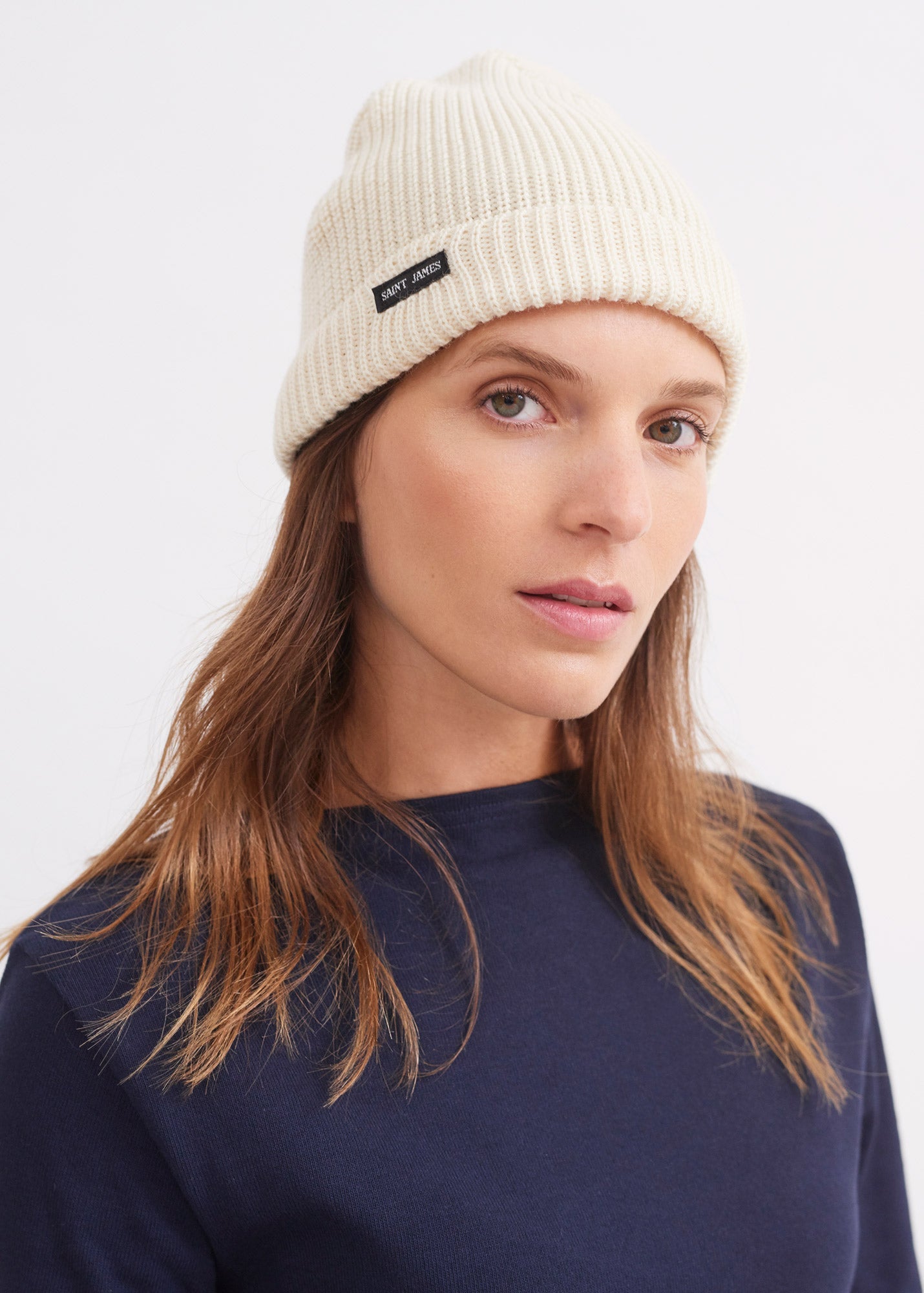 Bonnet uni Perle - en maille tricotée (MARINE)
