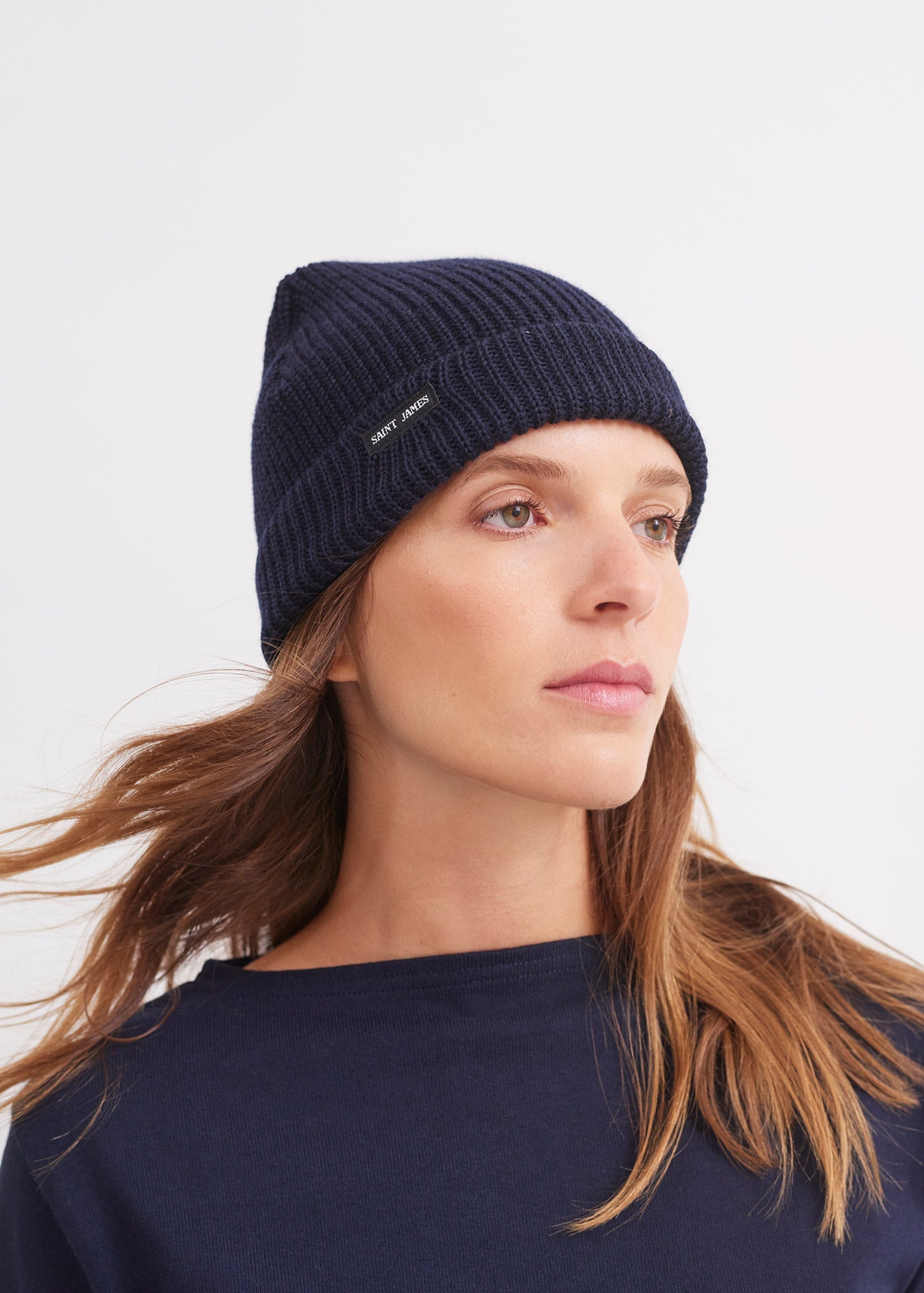 Bonnet uni Perle - en maille tricotée (MARINE)