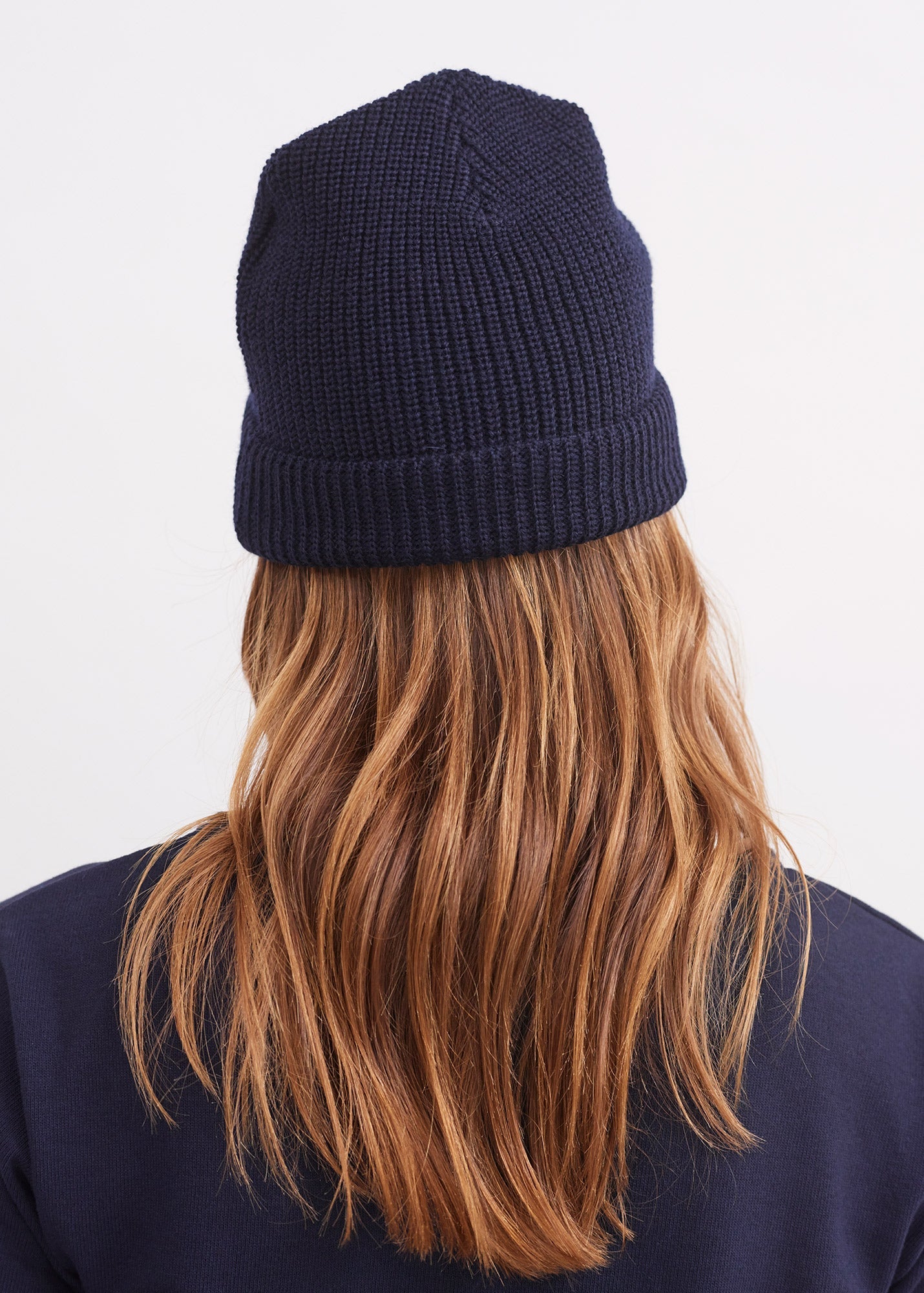 Bonnet uni Perle - en maille tricotée (MARINE)