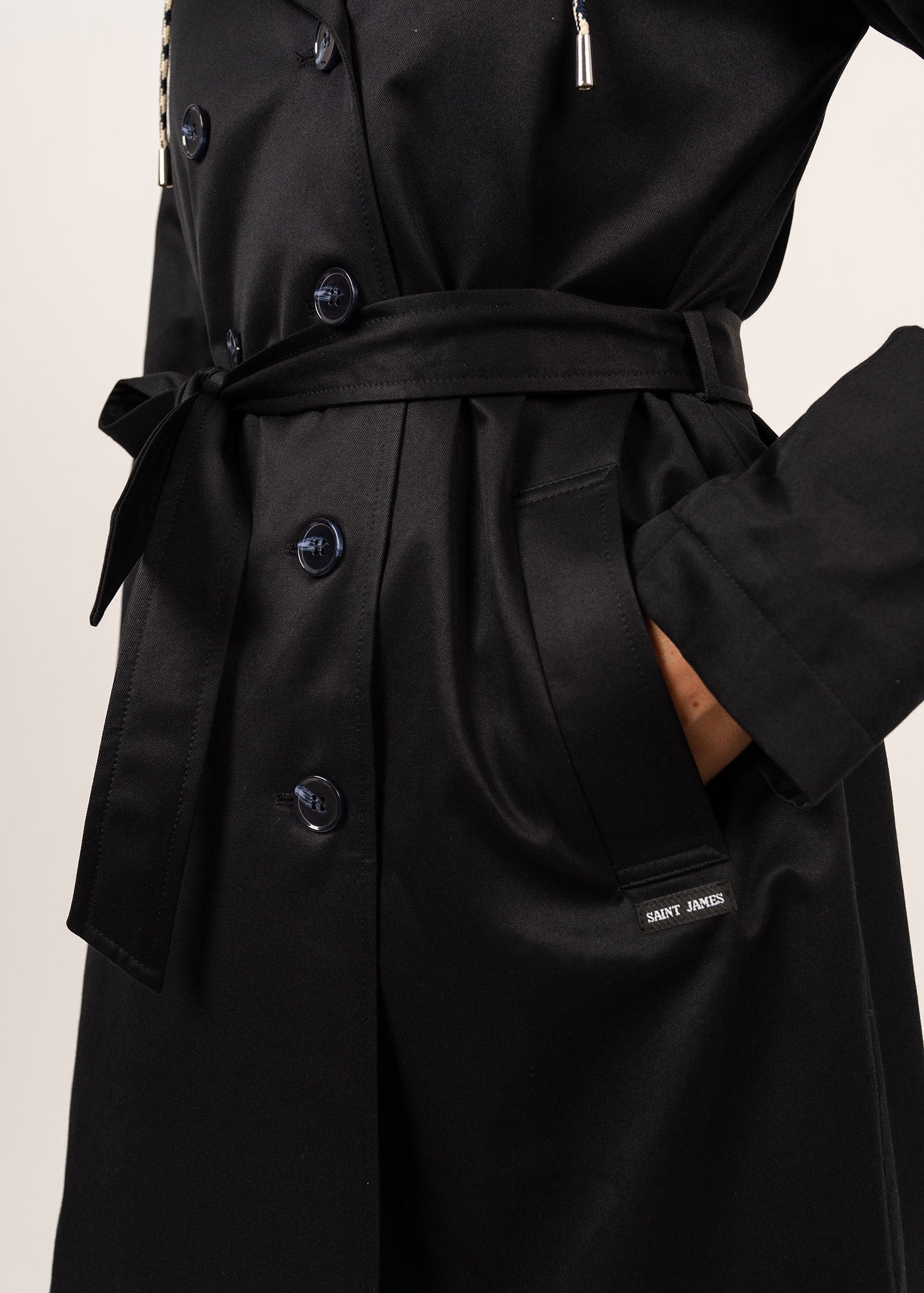 Trench à capuche Ste Honorine - en gabardine de coton (NAVY)