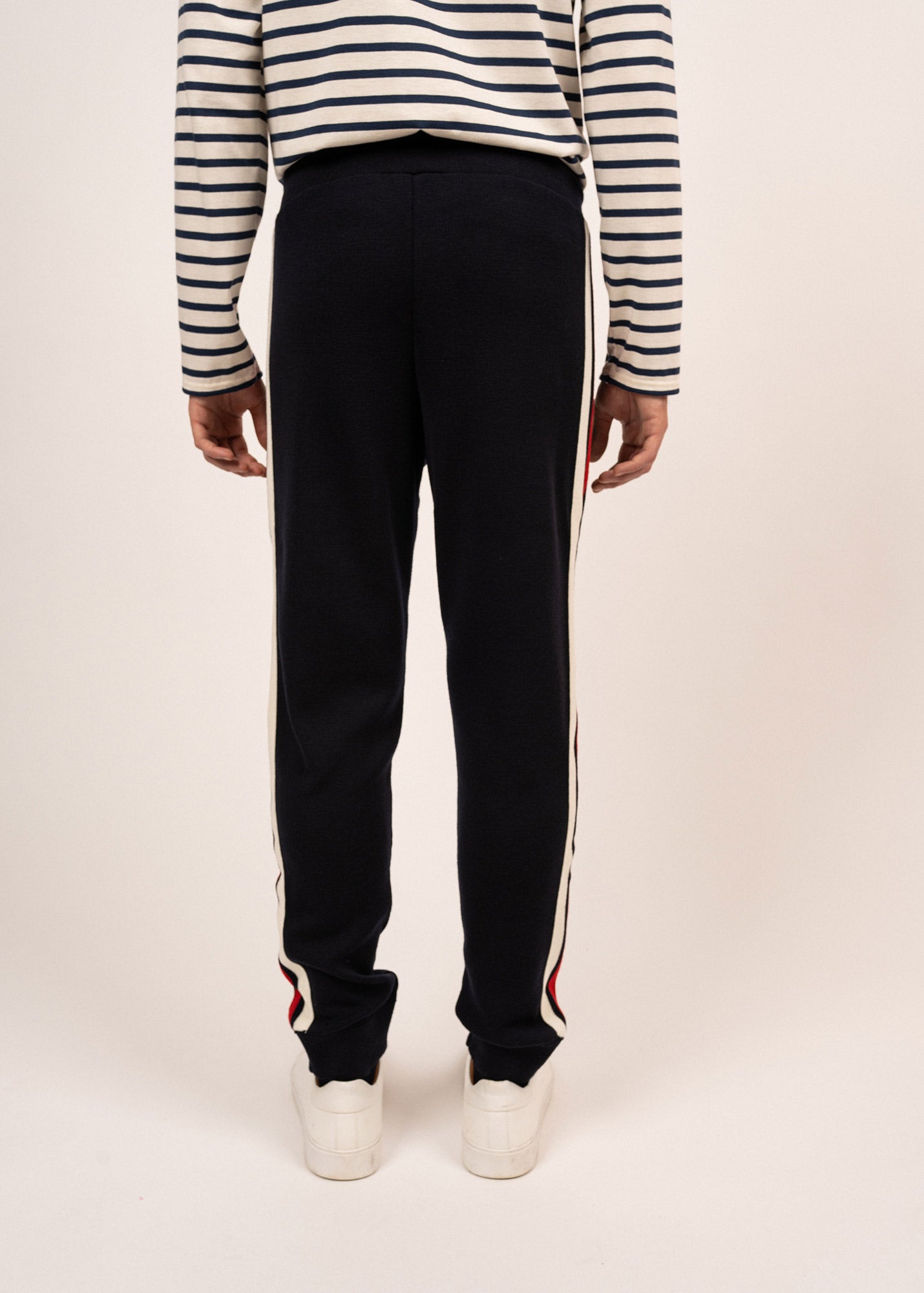 Pantalon en laine à bandes contrastées Vikings - SAINT JAMES x Kappa (NAVY/ECUME/TULIPE)