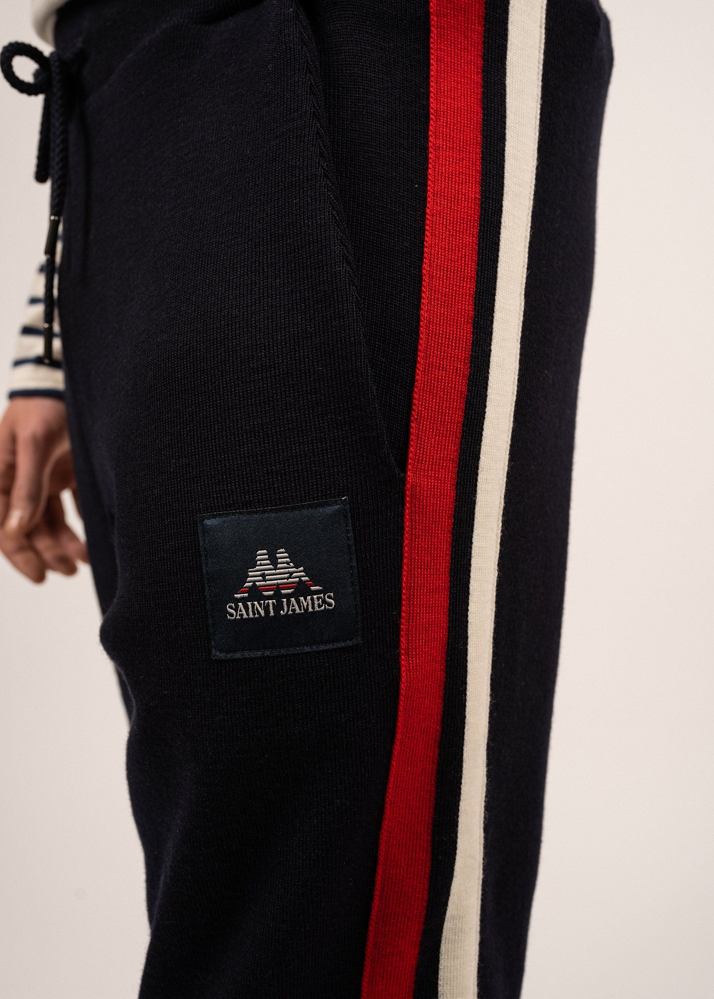 Pantalon en laine à bandes contrastées Vikings - SAINT JAMES x Kappa (NAVY/ECUME/TULIPE)