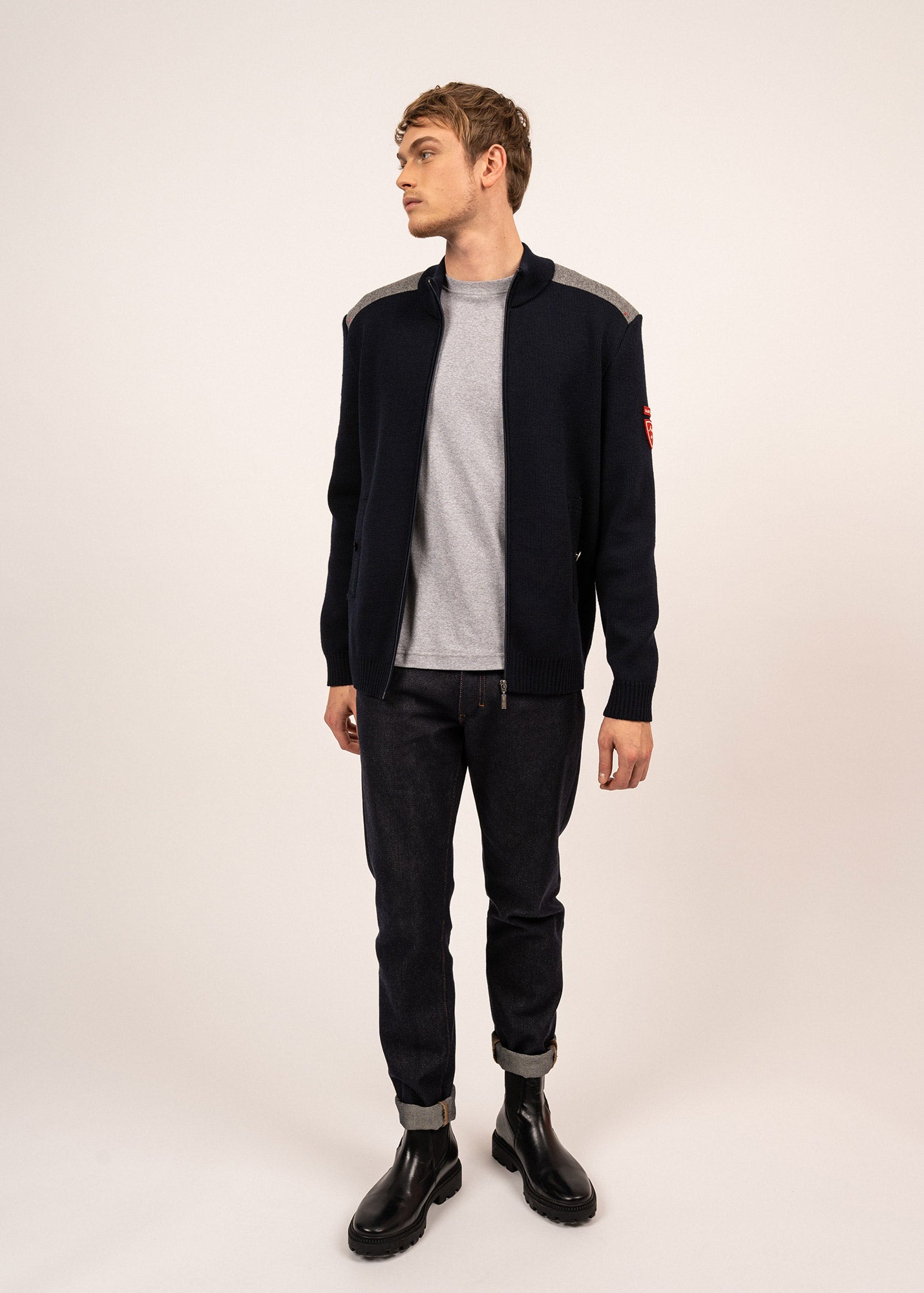 Gilet zippé en laine et drap de laine Serac Arpin - SAINT JAMES x ARPIN (NAVY)