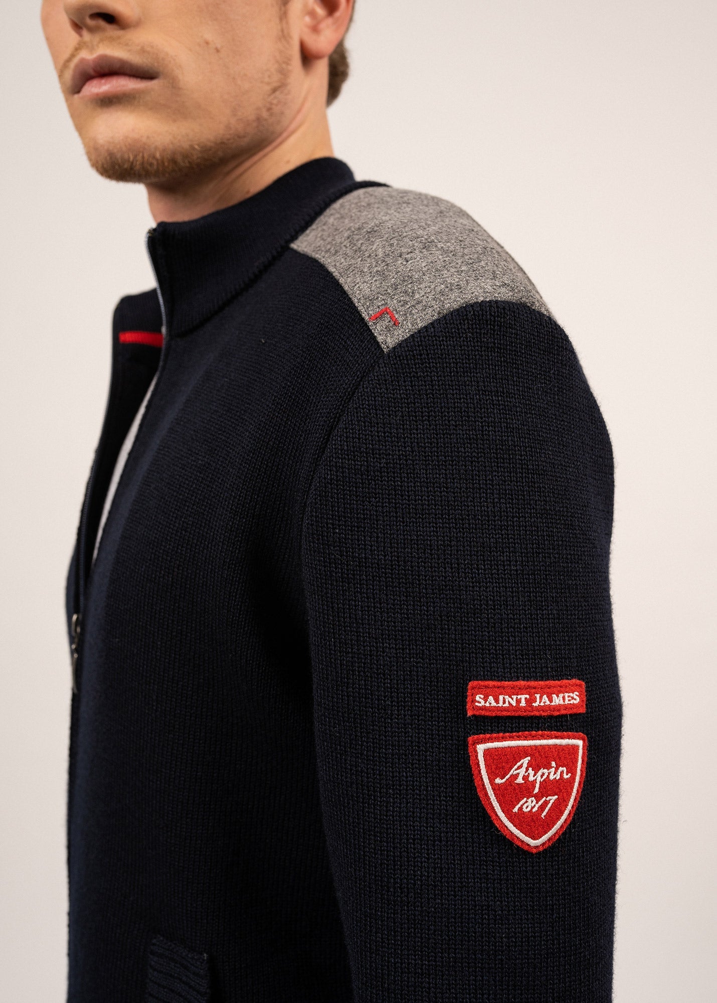 Gilet zippé en laine et drap de laine Serac Arpin - SAINT JAMES x ARPIN (NAVY)