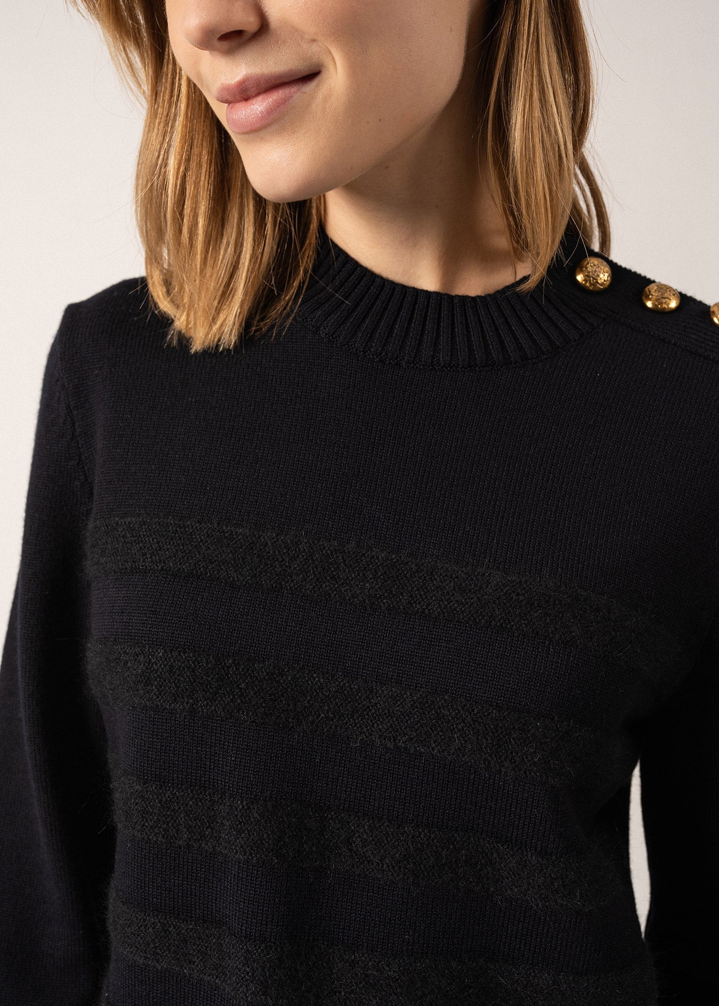 Pull esprit marin rayé Gala - à boutons dorés (NAVY/NAVY)