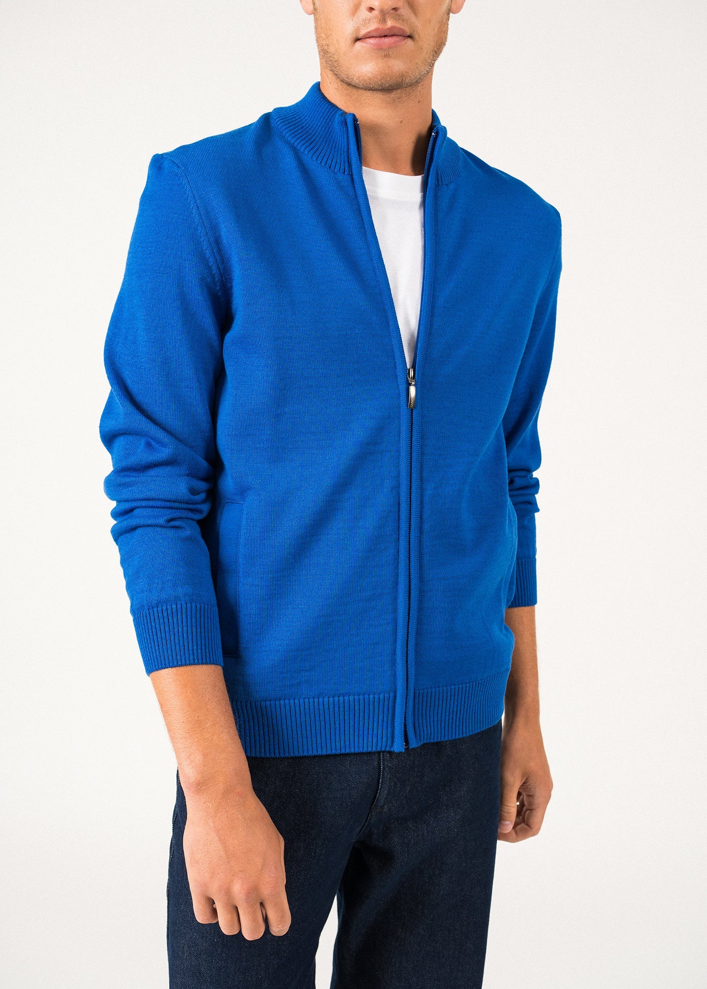Cardigan zippé Colorado - à col montant, en laine mérinos (GITANE/NAVY)