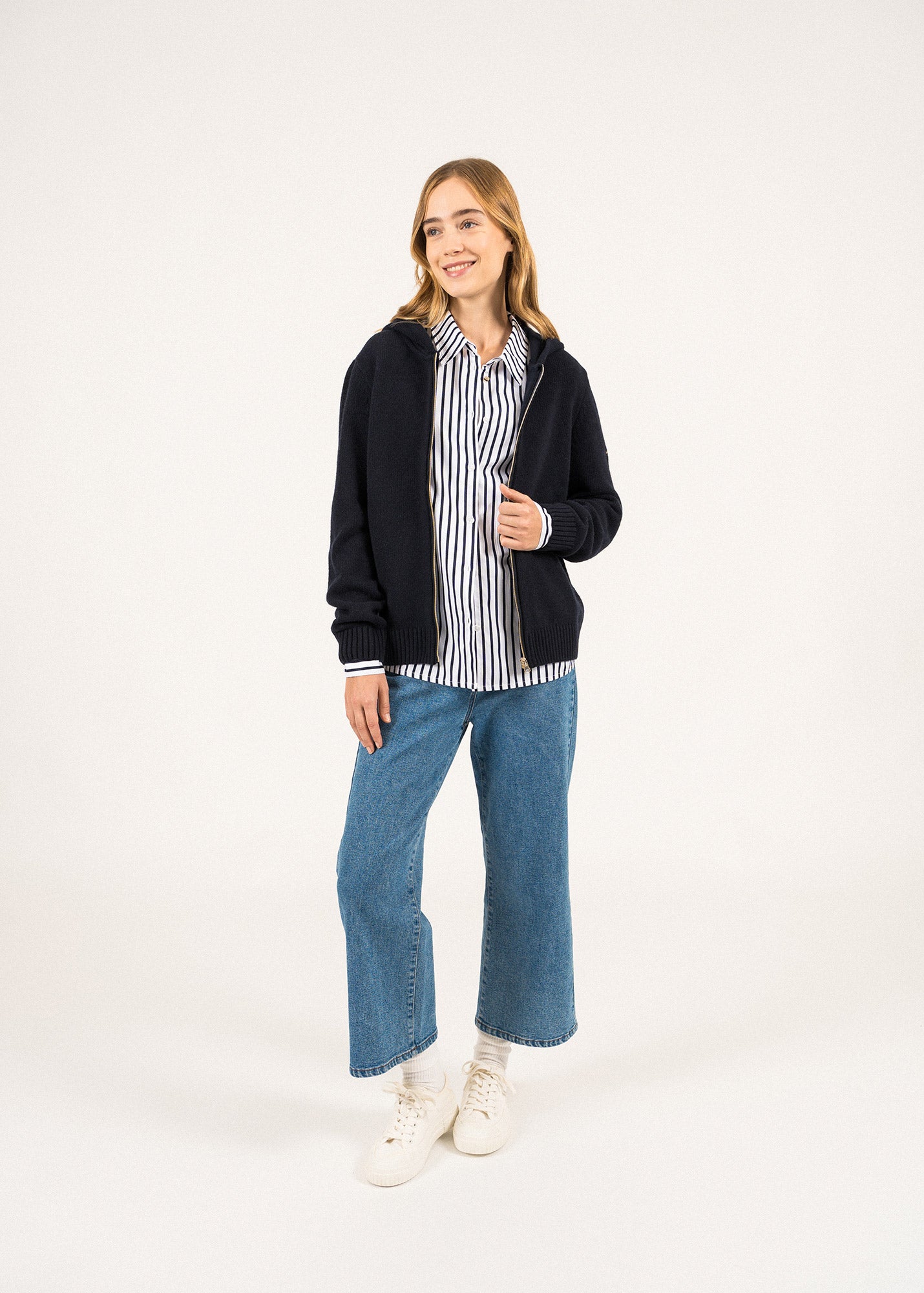 Gilet à capuche Dublin - en laine et coton (NAVY)