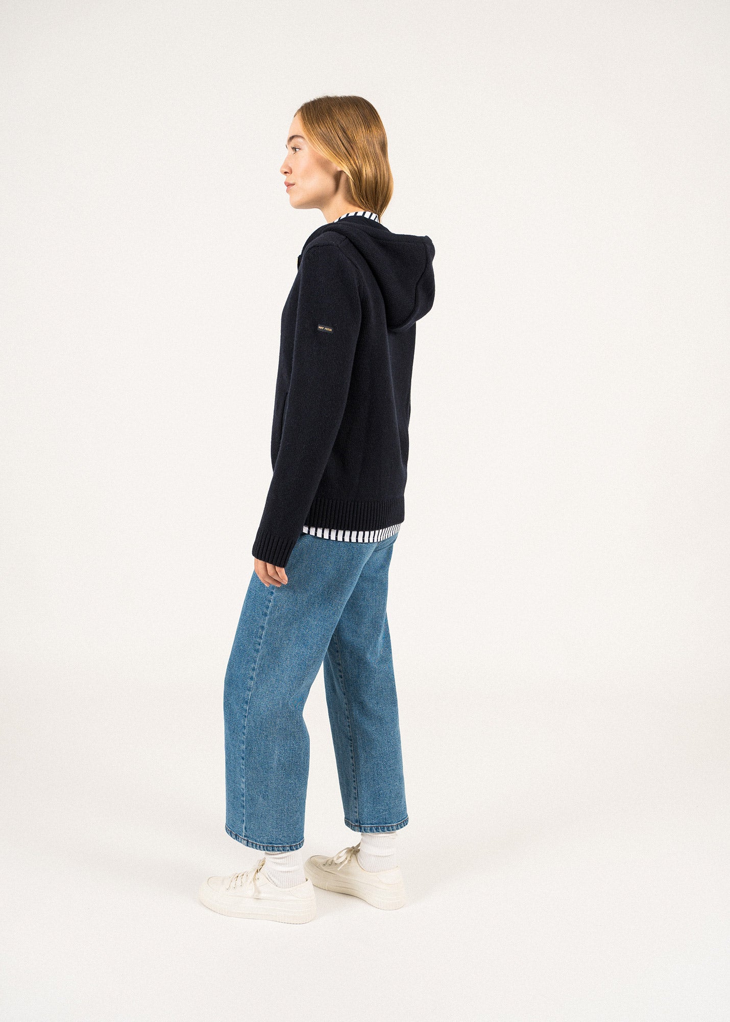 Gilet à capuche Dublin - en laine et coton (NAVY)