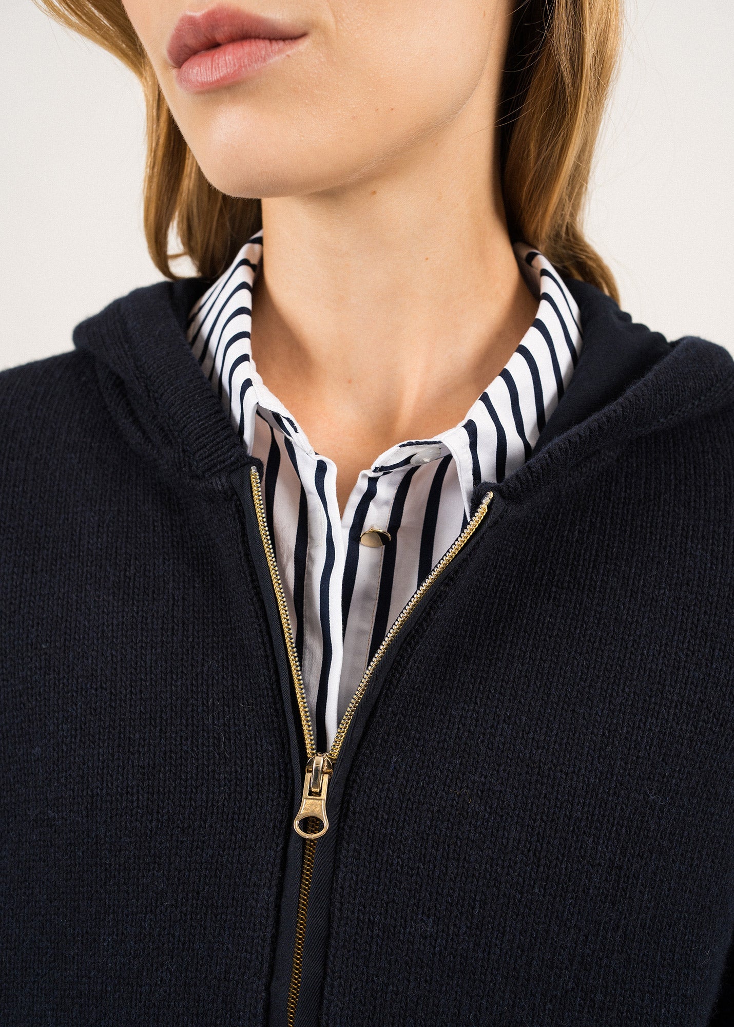 Gilet à capuche Dublin - en laine et coton (NAVY)