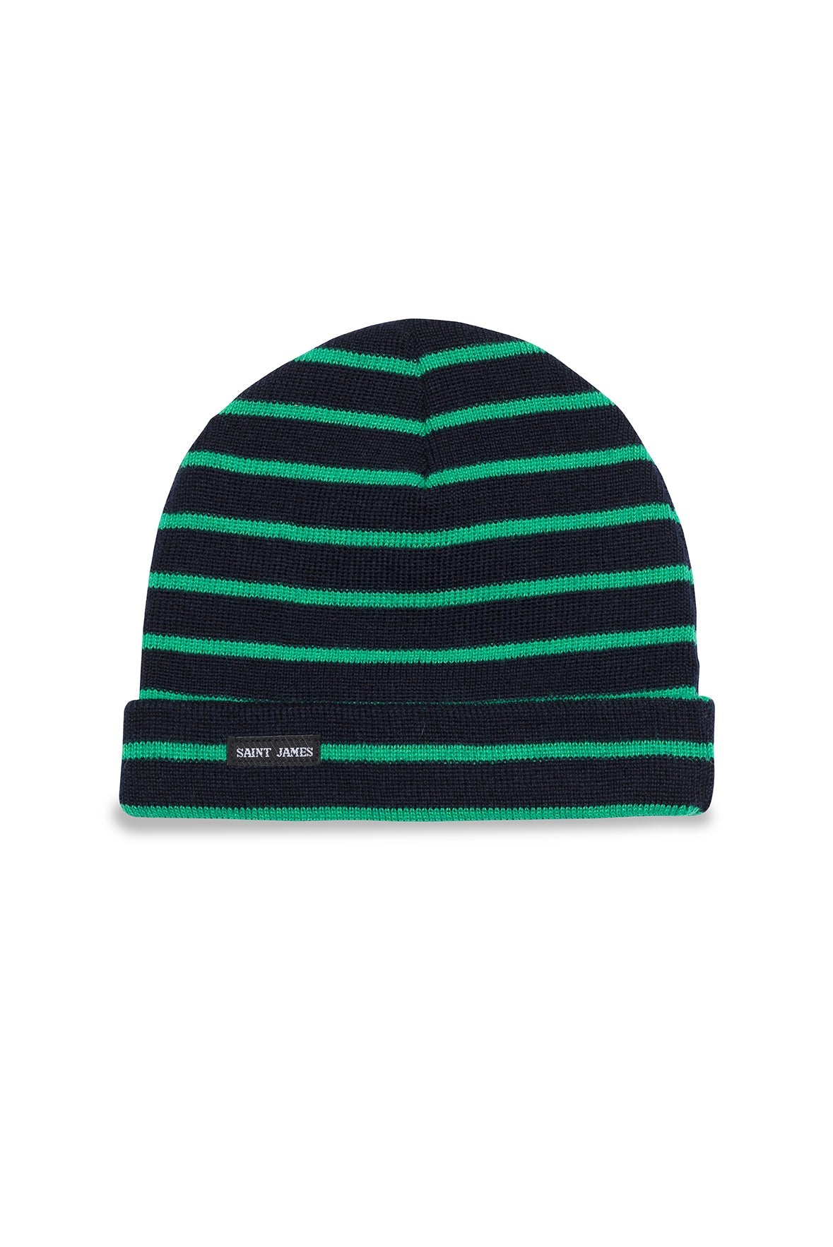 Bonnet de quart rayé - en pure laine vierge (MARINE/TREFLE)