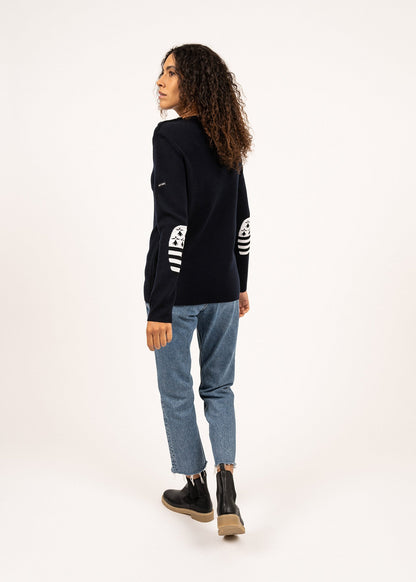 Pull Brégançon Bretagne - en laine, à coudières contrastées (NAVY/MULTICO)