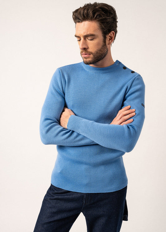 Pull marin uni Rochefort - coupe ajustée, en laine mérinos (OXYGENE)