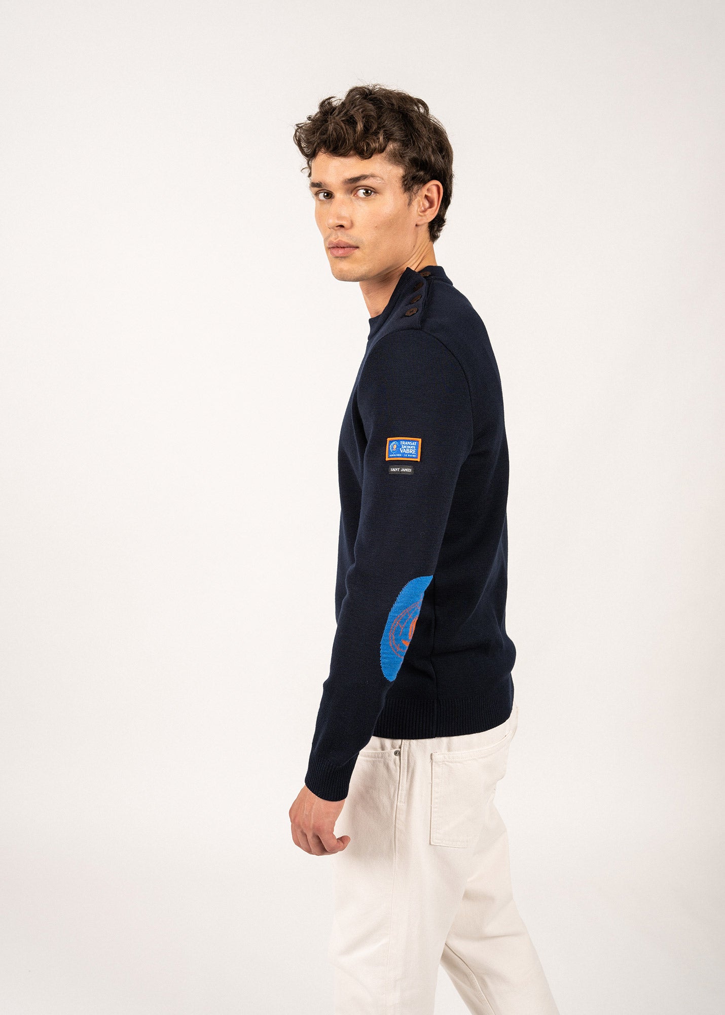 Pull à coudières Mondovision - SAINT JAMES x Transat Jacques Vabre (NAVY/MULTICO)