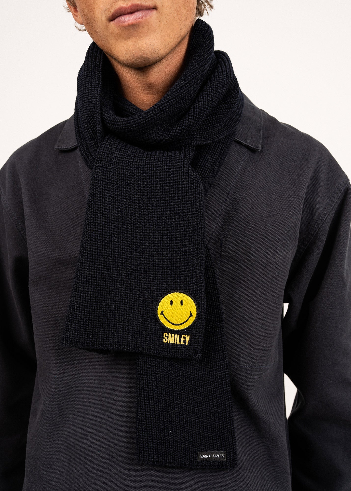 Echarpe en laine Smiley - SAINT JAMES x Smiley (NAVY)