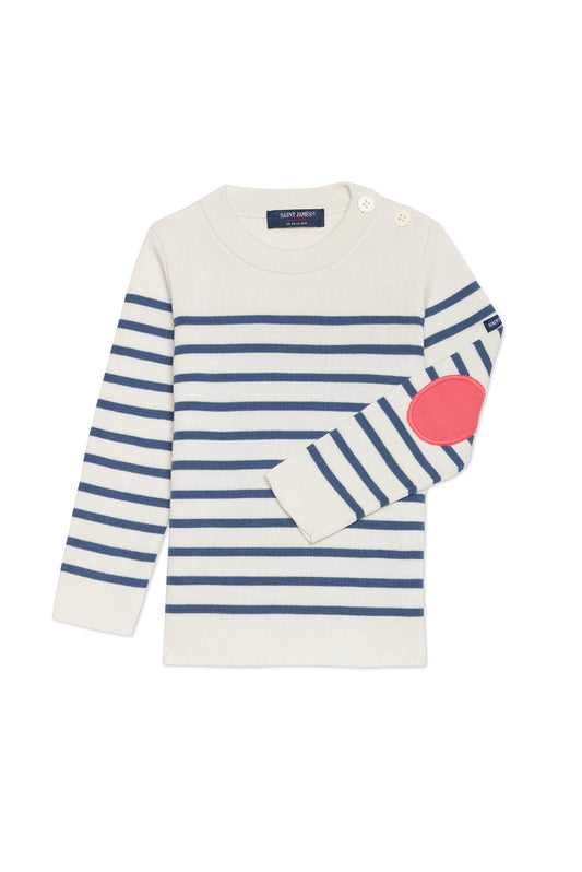 Pull marin Brégançon enfant - à coudières contrastées (ECUME/JEAN/DOLY)