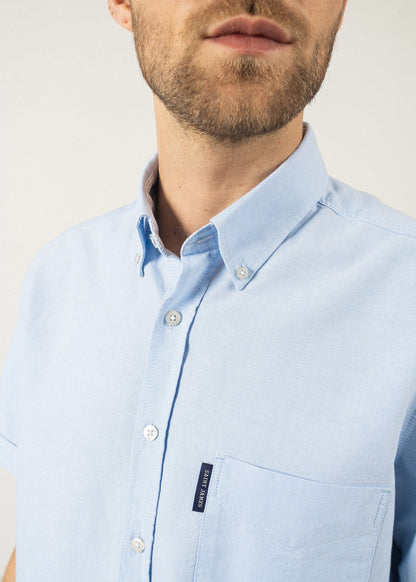 Chemise manches courtes Amboise - coupe droite en oxford de coton (CIEL)