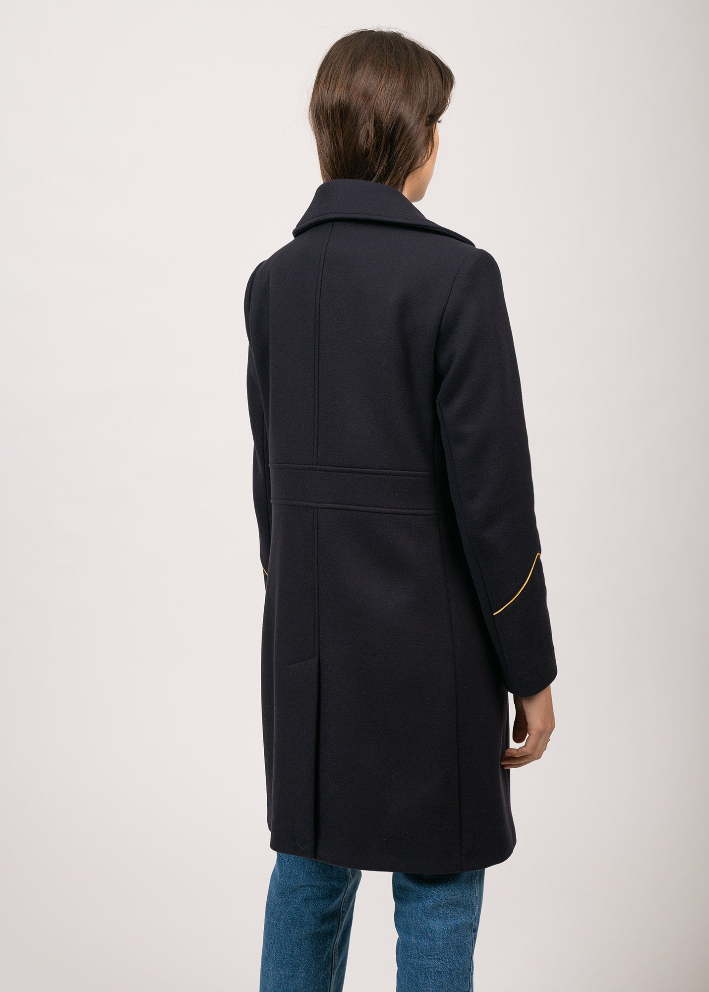 Manteau inspiration officier Ste Louane - en drap de laine (NAVY)