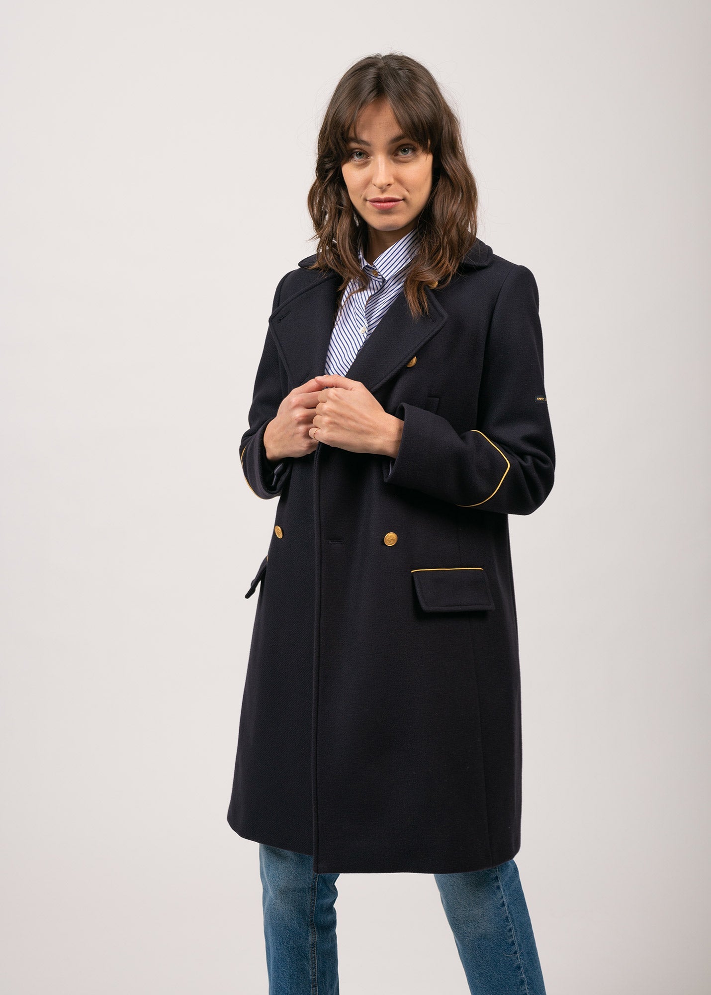 Manteau inspiration officier Ste Louane - en drap de laine (NAVY)