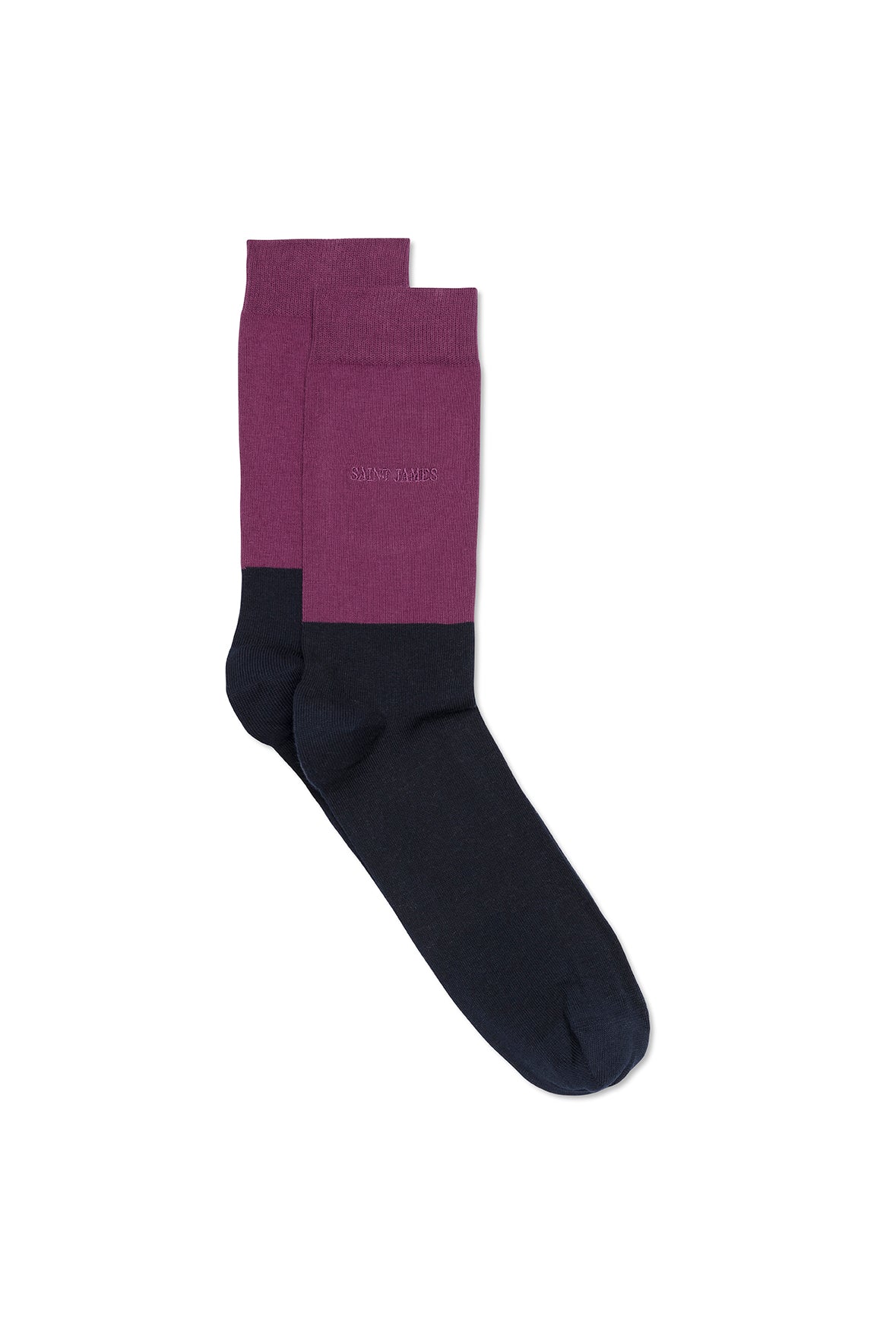 Chaussettes bicolores - en jersey de coton (MARINE/PRUNE)