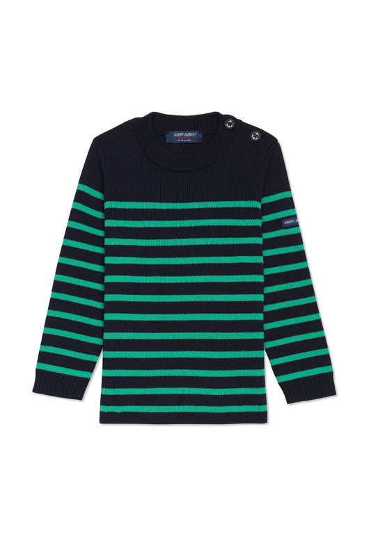 Pull marin rayé enfant Moussaillon - en laine mélangée (MARINE/TREFLE)