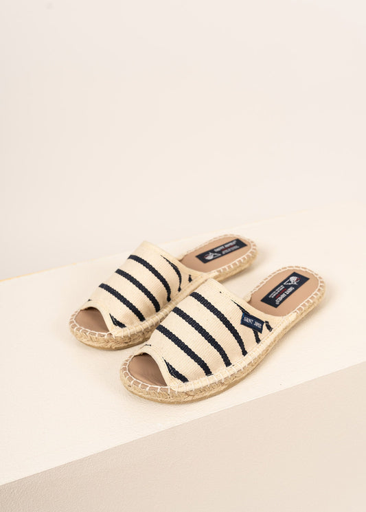 Espadrilles mules - en coton rayé (ECRU/MARINE)