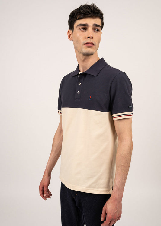 Polo bicolore Ariel - SAINT JAMES x Maison FT (ECUME/MARINE)