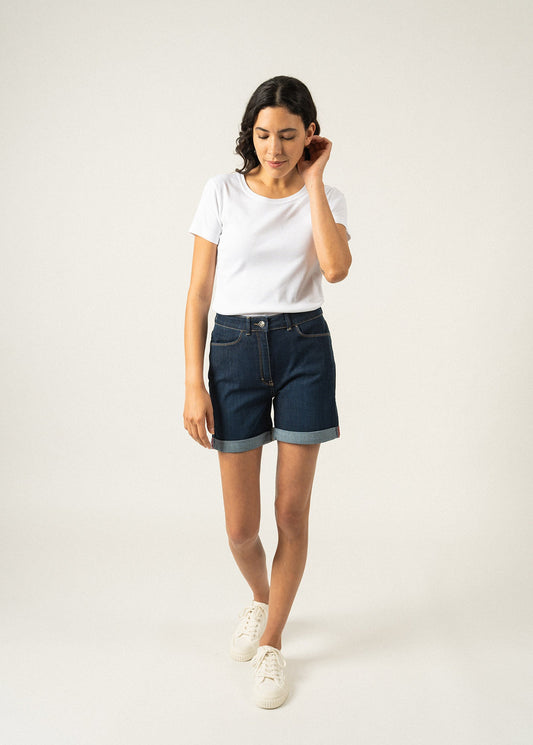 Short en jean Miranda - à revers (JEAN)