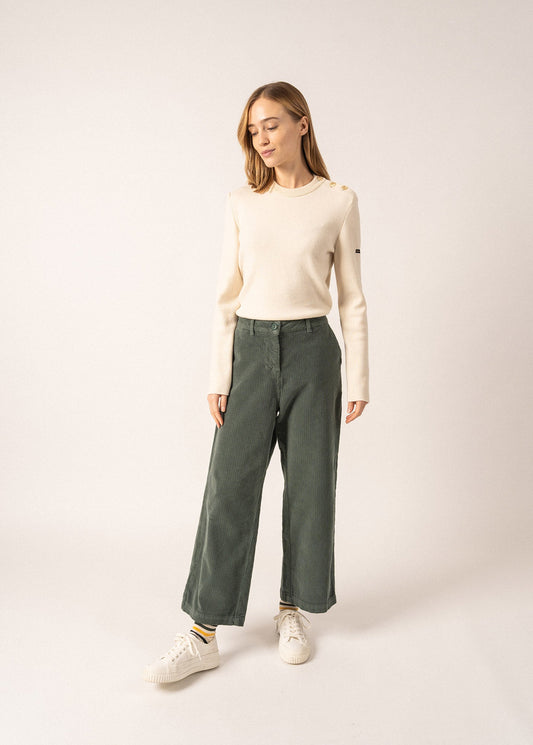 Pantalon en velours Tess - coupe droite (VEGETAL)