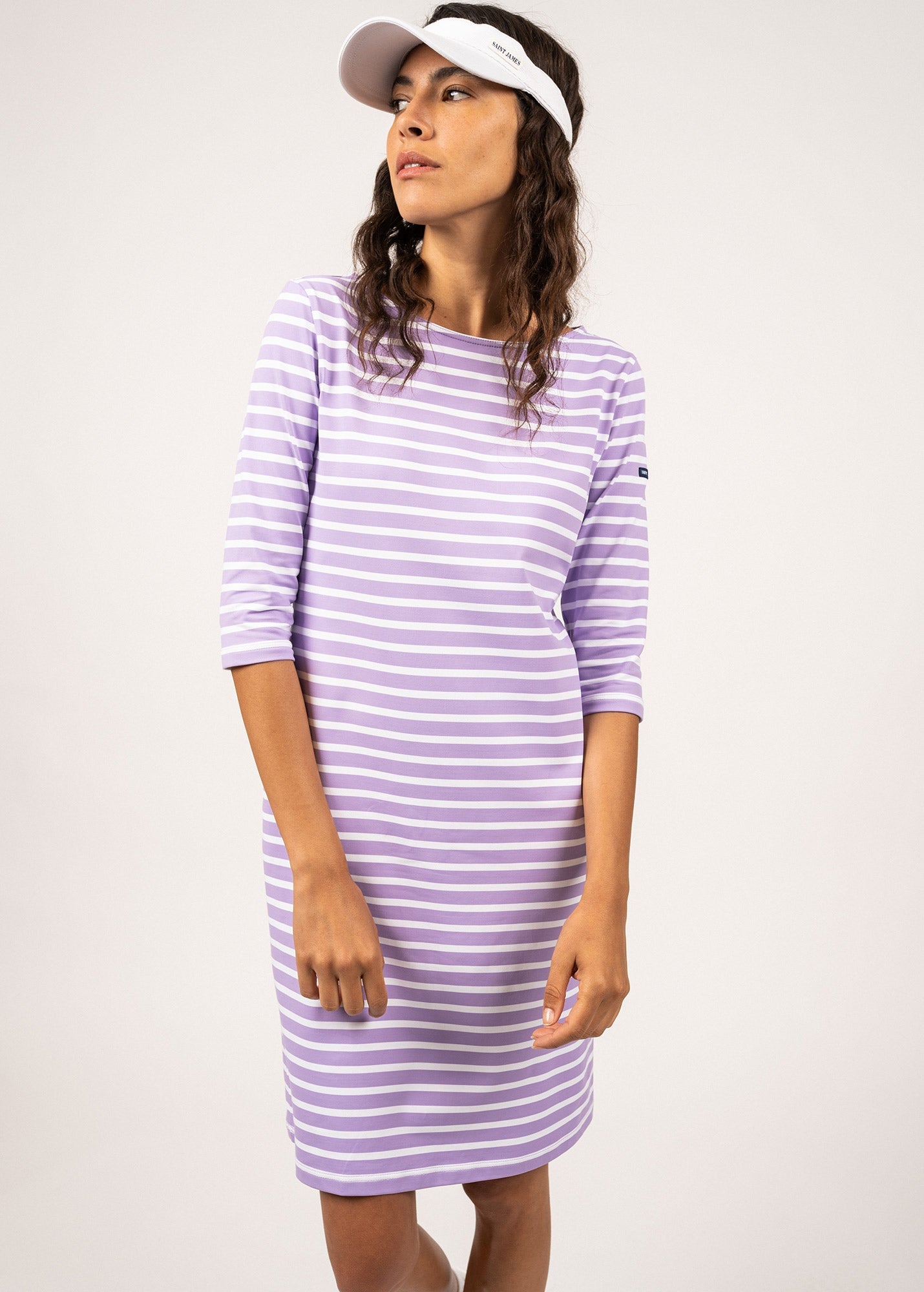 Robe marinière anti-UV Propriano - à manches 3/4 (LILAS/NEIGE)