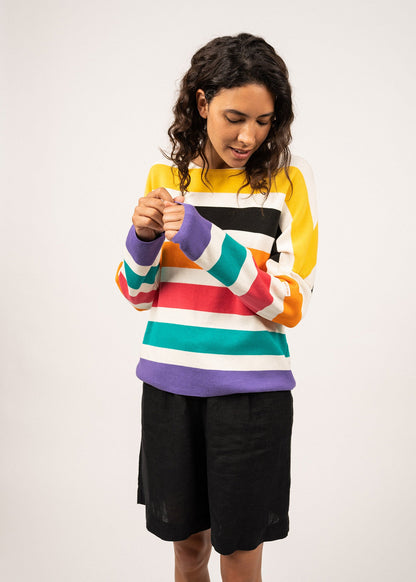 Pull en coton Kerlouan - à rayures colorées (COULEURS EVASION)