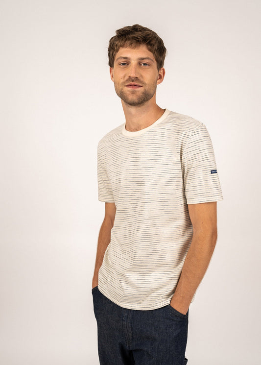 T-shirt à fines rayures Touques - en coton (NATUREL/INDIGO)