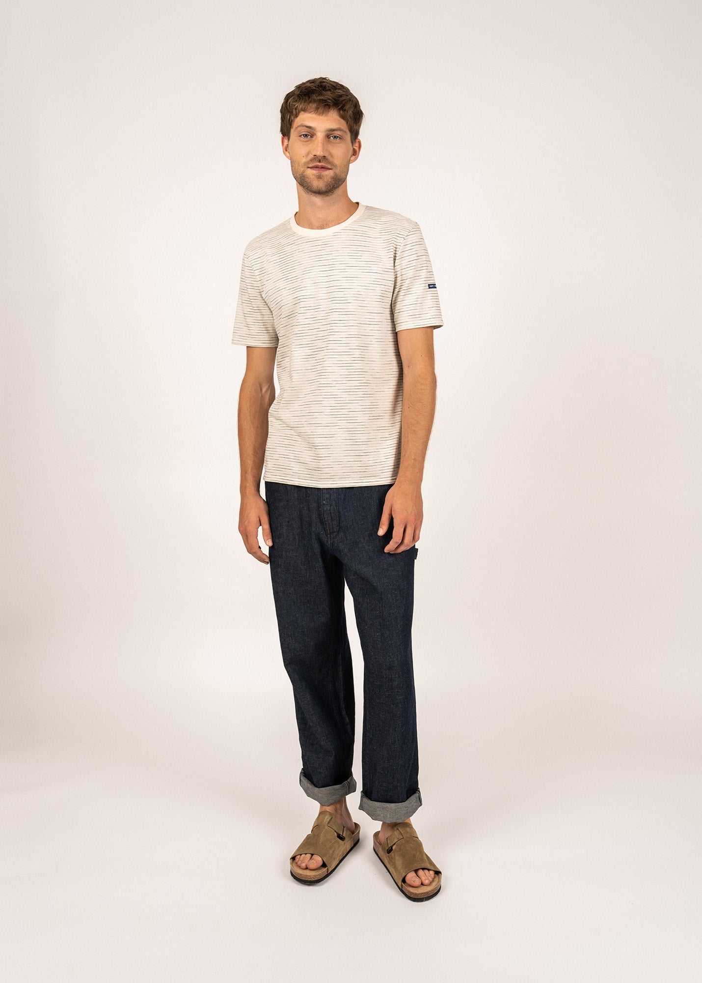 T-shirt à fines rayures Touques - en coton (NATUREL/INDIGO)
