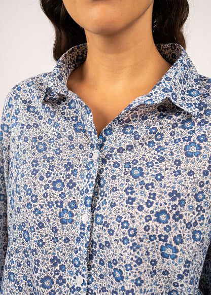 Chemise à motifs floraux Maria - en voile de coton (FLORAL BLEU)