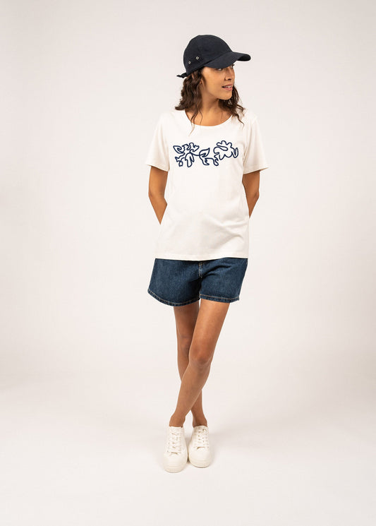 T-shirt à motif floral Sandy - en coton (CRAIE/INDIGO)