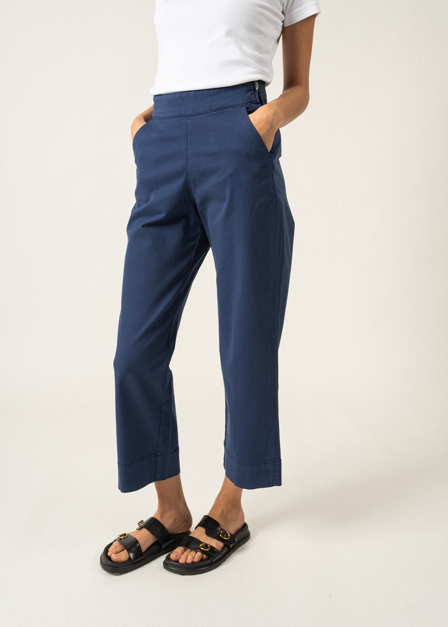 Pantalon large Chiara - en twill de coton (INDIGO)