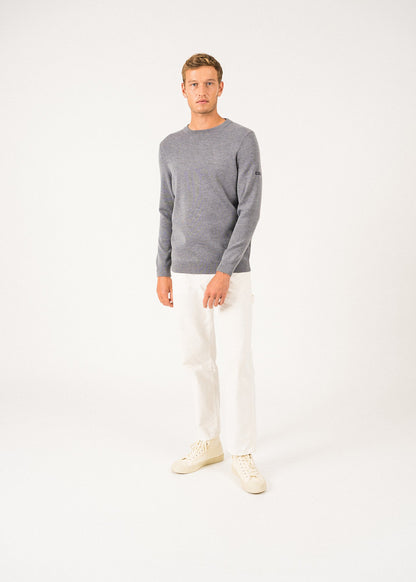 Pull col rond Cruiser - en laine douce (GRIS)