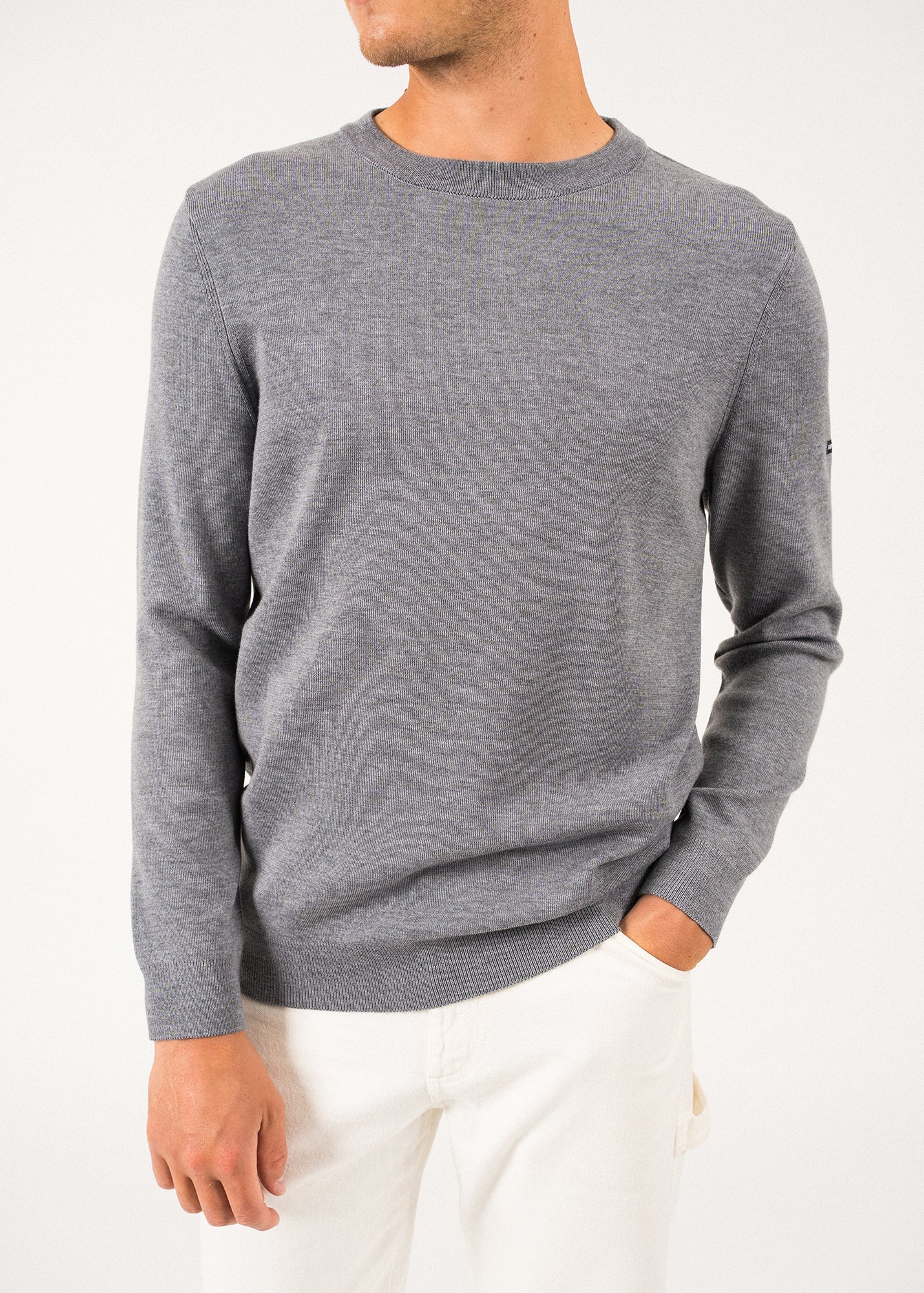 Pull col rond Cruiser - en laine douce (GRIS)