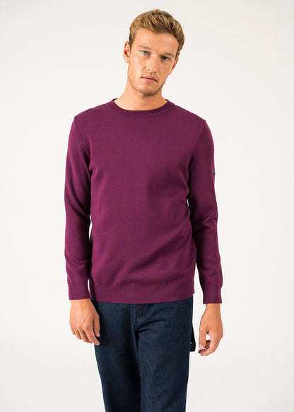 Pull col rond Cruiser - en laine douce (PRUNE)