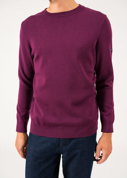 Pull col rond Cruiser - en laine douce (PRUNE)