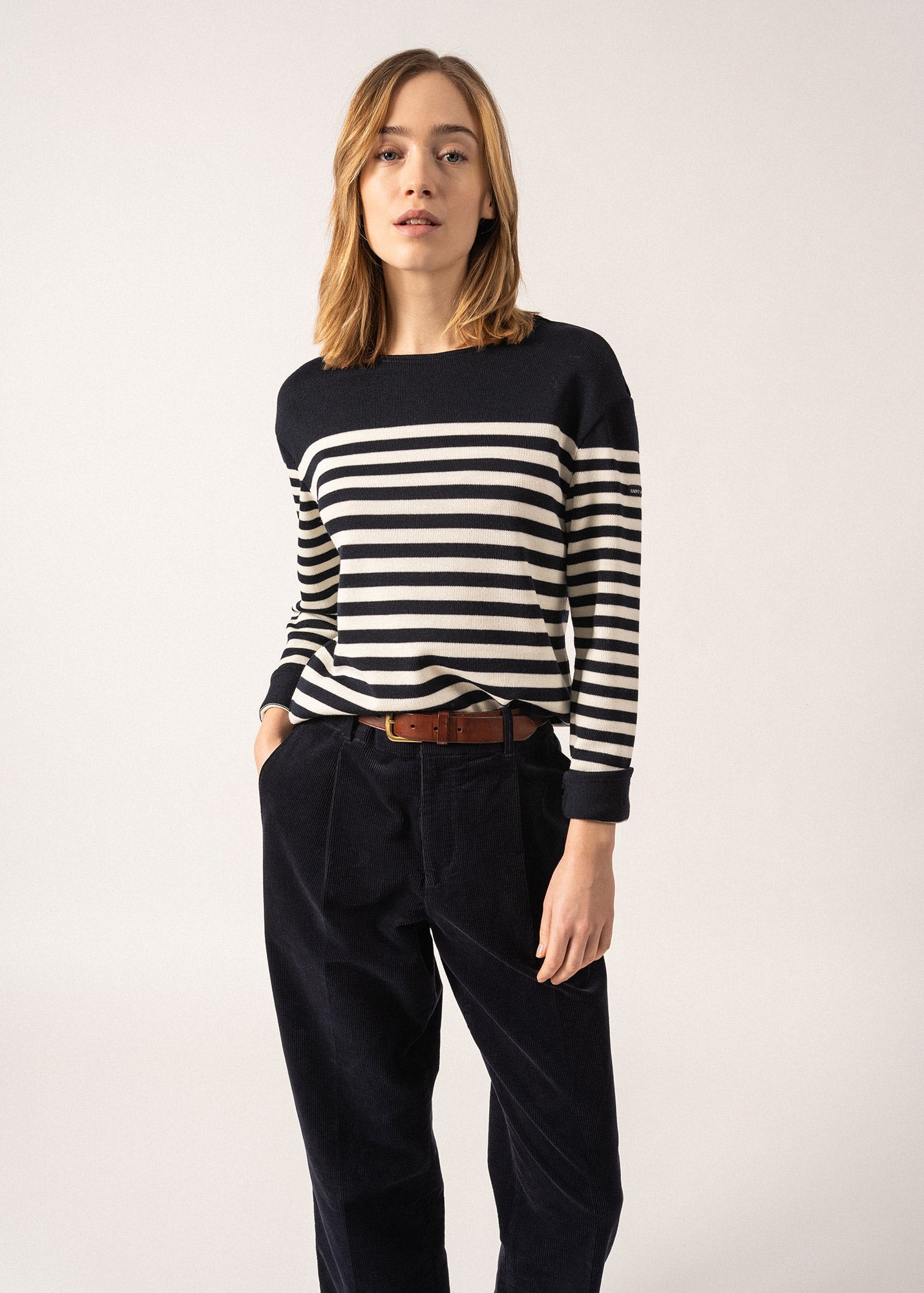 Pull rayé Ecrins - en laine douce (NAVY/ECUME)