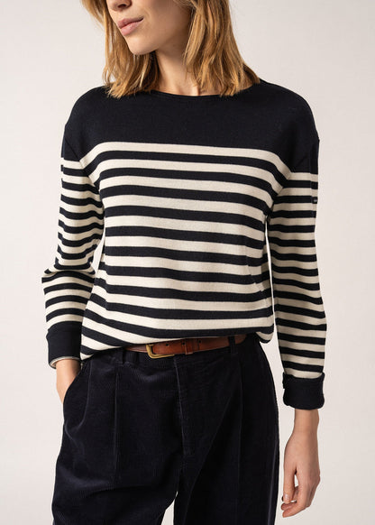 Pull rayé Ecrins - en laine douce (NAVY/ECUME)