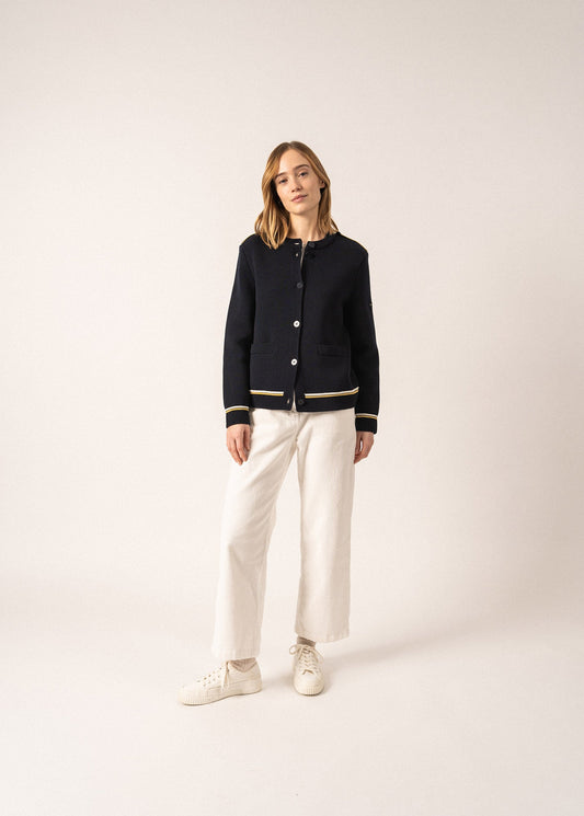 Veste en laine Serres - à détails lurex (NAVY)