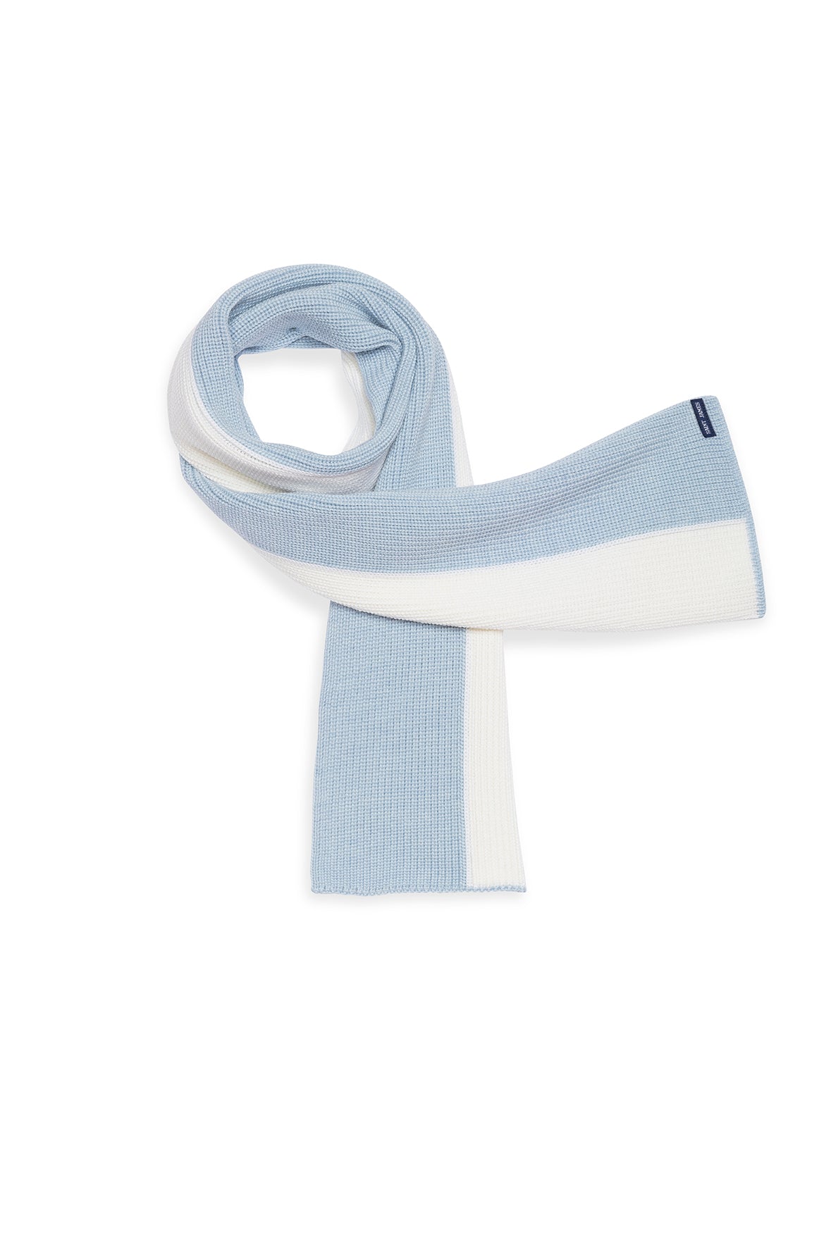 Echarpe en laine bicolore Canoe - en maille perlée (CIEL CHINE/BLANC)
