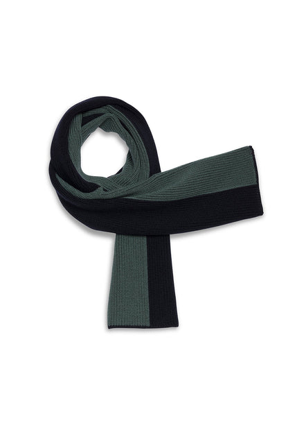 Echarpe en laine bicolore Canoe - en maille perlée (NAVY/VEGETAL)