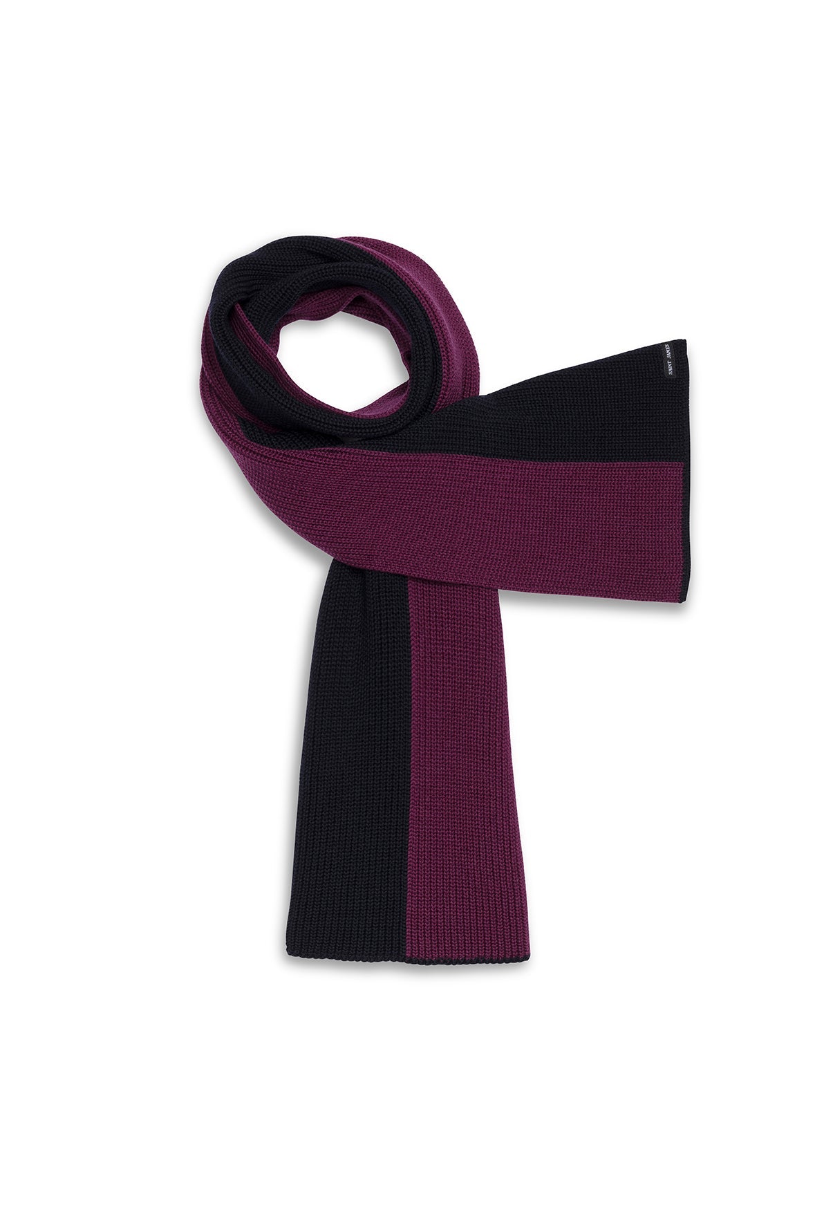 Echarpe en laine bicolore Canoe - en maille perlée (PRUNE/NAVY)