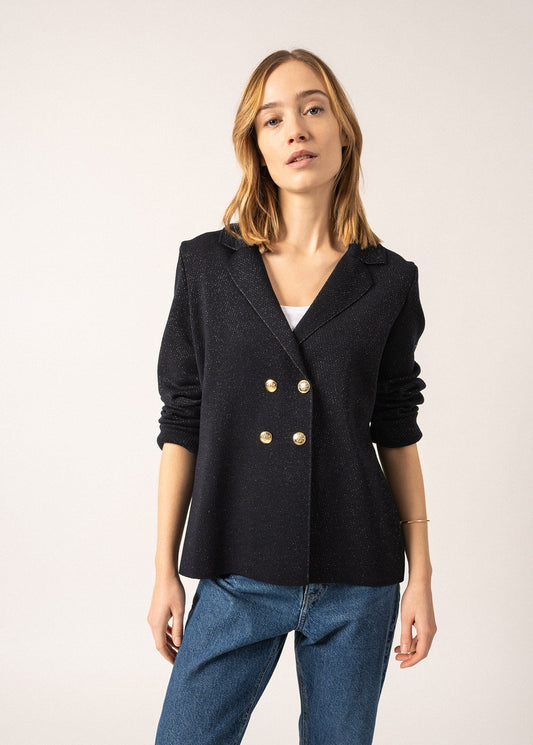 Blazer en laine Charente - à détails lurex (NAVY/CHAMPAGNE)